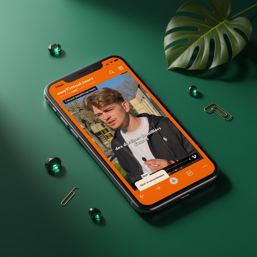 La landing page easyVirtual.tours sur téléphone