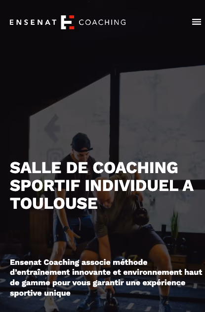 Le site d'Ensenat Coaching, refondu par Vizion, affiché sur un téléphone