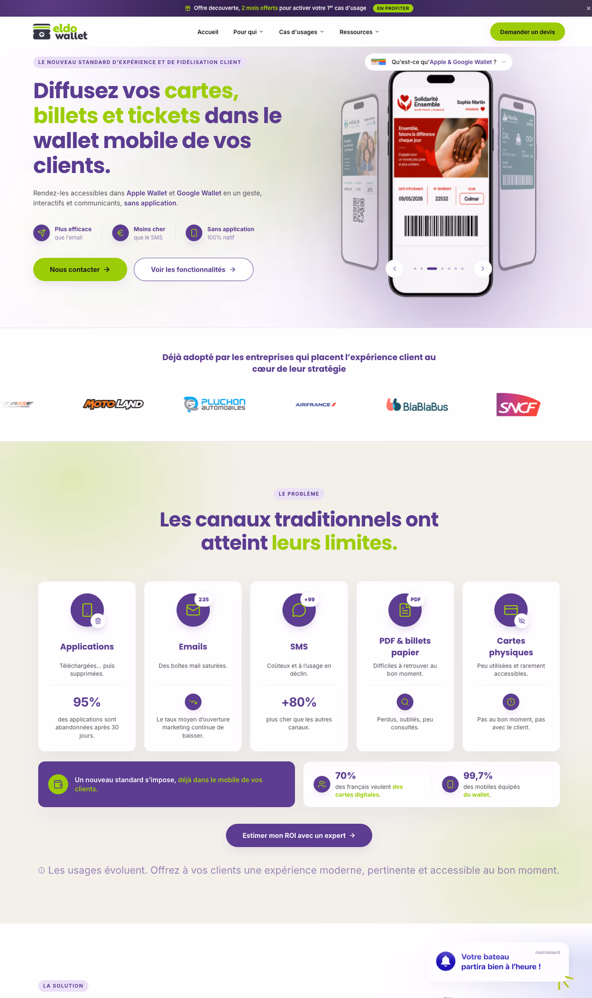 Le site eldo wallet, capture pleine page