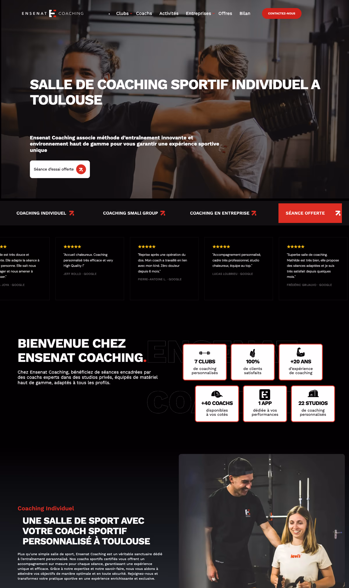 Le site Ensenat Coaching, capture pleine page
